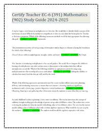 Certify Teacher EC-6 (391) Mathematics (902) Study Guide 2024-2025