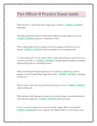Fire Officer II Exam Prep: Change Management & Risk Reduction