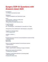 Surgery EOR GI Questions with Answers latest 2025