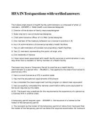 HFA IN Test questions with verified answers