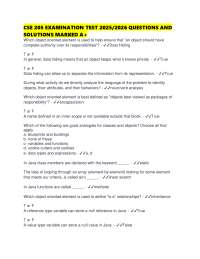 CSE 205 EXAMINATION TEST 2025/2026 QUESTIONS AND SOLUTIONS MARKED A+