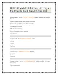 NUR 146 Module B fluid and electrolytes Study Guide 2024-2025 Practice Test
