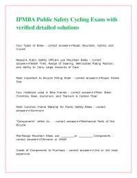 IPMBA Public Safety Cycling Exam with verified detailed solutions