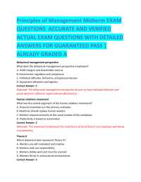 Principles of Management Midterm Exam with Detailed Answers