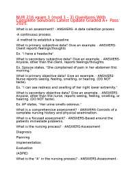 NUR 216 exam 1 (mod 1 - 3) Questions With Complete Solutions Latest Update Graded A+ Pass
