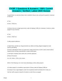 CVOR Exam Questions and Answers: Commercial Vehicle Regulations