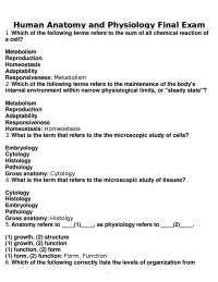 Human Anatomy and Physiology Final Exam: Comprehensive Review Questions