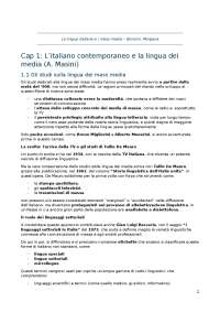 RIASSUNTO La lingua italiana e i mass media
