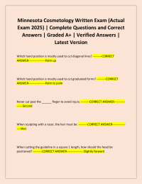 Minnesota Cosmetology Exam Prep 2025: Questions and Verified Answers