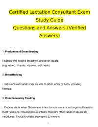 Certified Lactation Consultant Exam Study Guide: Questions and Answers