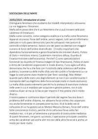Sociologia delle mafie- appunti completi delle lezioni (Sciarrone)