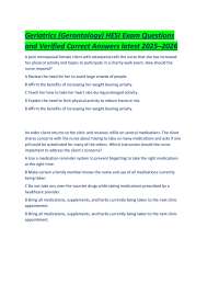 Geriatrics (Gerontology) HESI Exam Questions and Verified Correct Answers latest 2025–2026