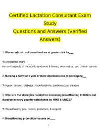 Certified Lactation Consultant Exam: Study Questions and Answers
