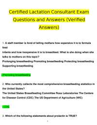 Certified Lactation Consultant Exam tested questions (latest 2025 / 2026)