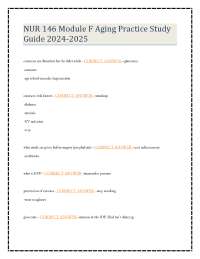 NUR 146 Module F Aging Practice Study Guide 2024-2025