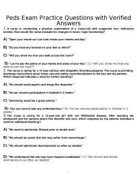 Peds Exam Practice Questions with Verified Answers