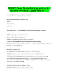 NRCME Exam Study Guide – Verified Q&A on Regulations, Guidelines & Medical Disqualifiers