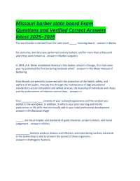 Missouri barber state board Exam Questions and Verified Correct Answers latest 2025–2026.p