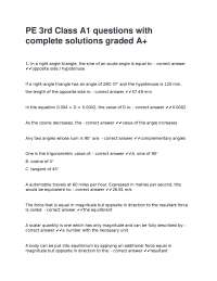 PE 3rd Class A1 Exam Questions with Complete Solutions