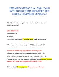 2026 NMLS SAFE ACTUAL FINAL EXAM WITH ACTUAL EXAM QUESTIONS AND CORRECT ANSWERS GRADED A+