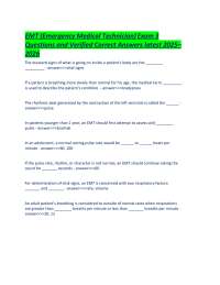 EMT (Emergency Medical Technician) Exam 3 Questions and Verified Correct Answers latest 20