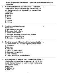 Power Engineering 3A1 Review 2 questions with complete solutions graded A+