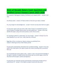 State of Nevada Notary Exam Questions and Verified Correct Answers latest 2025–2026.pdf