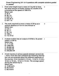 Power Engineering: Energy and Work Problems with Solutions