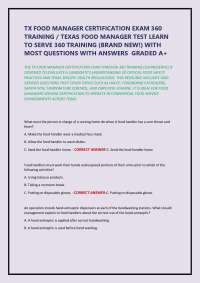 TX FOOD MANAGER CERTIFICATION EXAM 360 TRAINING / TEXAS FOOD MANAGER TEST LEARN TO SERVE