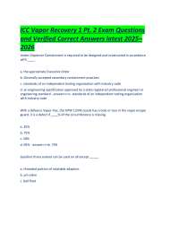 ICC Vapor Recovery 1 Pt. 2 Exam Questions and Verified Correct Answers latest 2025–2026.pd