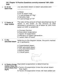 Steam Properties and Boiler Efficiency Practice Questions