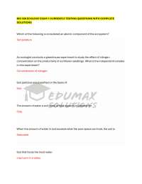 Ecology Exam 1: Practice Questions and Solutions