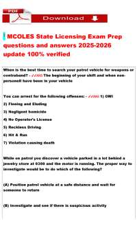 MCOLES State Licensing Exam Prep questions and answers 2025-2026 update 100% verified
