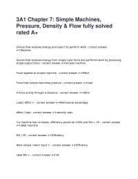 Simple Machines, Pressure, Density & Flow: Comprehensive Q&A