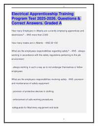 Electrical Apprenticeship Training Program Test 2025-2026. Questions & Correct Answers.