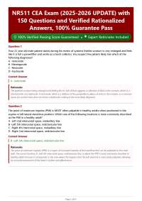 NR511 CEA Exam (2025-2026 UPDATE) with 150 Questions and Verified Rationalized Answers