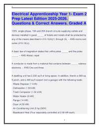 Electrical Apprenticeship Year 1- Exam 2 Prep Latest Edition 2025-2026.Questions & Answers