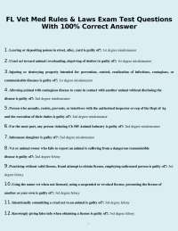 FL Vet Med Rules & Laws Exam Test Questions With 100% Correct Answer