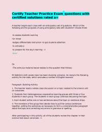 Certify Teacher Practice Exam questions with certified solutions rated a+