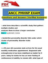 ANCC PMHNP EXAM Questions and Answers