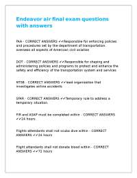 Endeavor air final exam questions with answers
