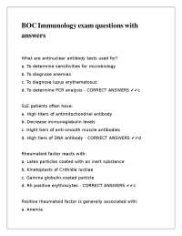 BOC Immunology exam questions with answers