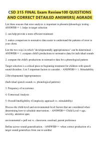 CSD 315 FINAL ACTUAL EXAM 150 QUESTIONS AND CORRECT DETAILED ANSWERS| AGRADE