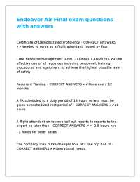 Endeavor Air Final exam questions with answers
