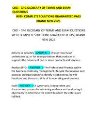 CBCI - GPG GLOSSARY OF TERMS AND EXAM QUESTIONS WITH COMPLETE SOLUTIONS GUARANTEED PASS