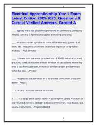 Electrical Apprenticeship Year 1 Exam Latest 2025-2026. Questions & Answers. Graded A