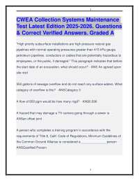 CWEA Collection Systems Maintenance Test Latest Edition 2025-2026. Questions & Answers