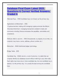 Database Final Exam Latest 2025. Questions & Correct Verified Answers. Graded A