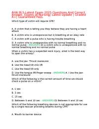 AHA BLS Latest Exam 2025 Questions And Correct Answer, Exams of Nursing| Latest Update | G