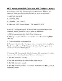 OCI Autonomous DB Questions with Correct Answers